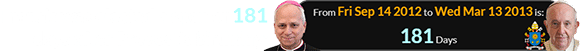 Francis was elected a span of 181 days after Prevost’s birthday:
