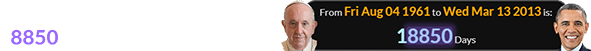 Barack Obama was born a span of 18850 days after Jorge Bergoglio: