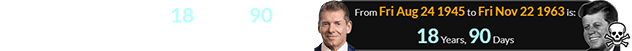 Vince McMahon was 18 years, 90 days of age for the Kennedy assassination: