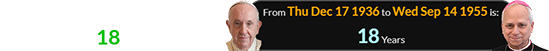 The two most recent Popes were born 18 years apart: