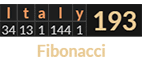 "Italy" = 193 (Fibonacci)