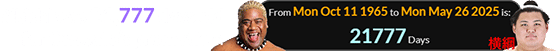 Rikishi was 21,777 days old for Onosato’s promotion: