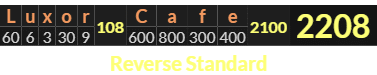 "Luxor Cafe" = 2208 (Reverse Standard)