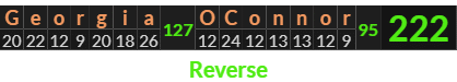 "Georgia OConnor" = 222 (Reverse)