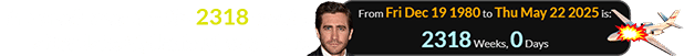 The crash was exactly 2318 weeks after Jake Gyllenhaal was born: