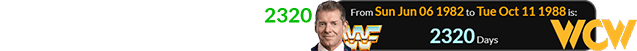 WCW was founded a span of 2320 days after McMahon bought the WWF: