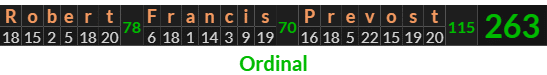 "Robert Francis Prevost" = 263 (Ordinal)