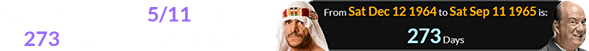 Sabu, who died on 5/11, was born 273 days before Paul Heyman:
