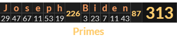 "Joseph Biden" = 313 (Primes)