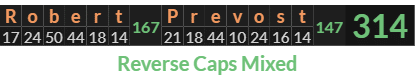 "Robert Prevost" = 314 (Reverse Caps Mixed)