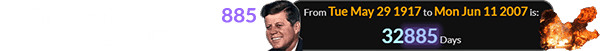 The limo bomb went off 32,885 days after JFK was born: