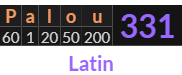 "Palou" = 331 (Latin)