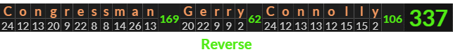 "Congressman Gerry Connolly" = 337 (Reverse)