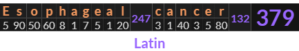 "Esophageal cancer" = 379 (Latin)