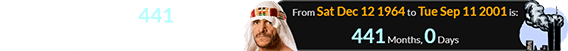 Sabu was exactly 441 months old on September 11th, 2001: