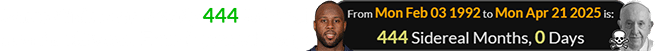 James White was exactly 444 Sidereal months old when Francis passed away: