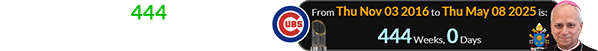 It’s been exactly 444 weeks since the Cubs won the World Series:
