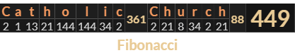 "Catholic Church" = 449 (Fibonacci)