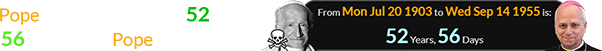 Pope Leo XIV was born 52 years, 56 days after Pope Leo XIII died: