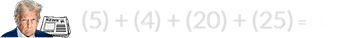 (5) + (4) + (20) + (25) = 54