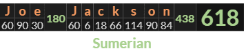 "Joe Jackson" = 618 (Sumerian)
