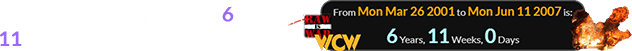 Vince “died” on air exactly 6 years, 11 weeks after the March 26th Raw:
