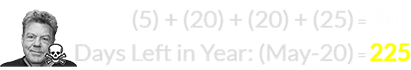 (5) + (20) + (20) + (25) = 70