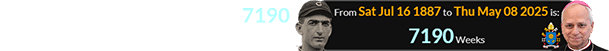 Prevost became Pope Leo XIV 7190 weeks after Shoeless Joe was born: