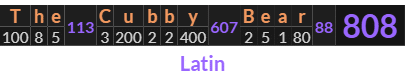 "The Cubby Bear" = 808 (Latin)