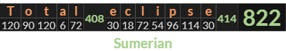 "Total eclipse" = 822 (Sumerian)