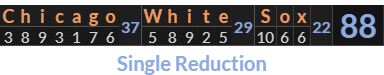 "Chicago White Sox" = 88 (Single Reduction)