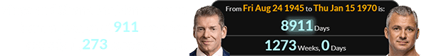 Vince and Shane McMahon were born a span of 8,911 days (or exactly 1,273 weeks) apart:
