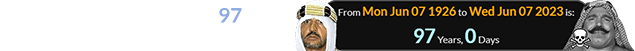 The Iron Sheik died exactly 97 years after the Original Sheik was born: