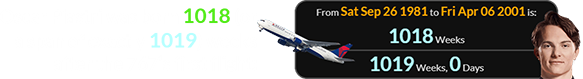 Oscar Piastri was born 1018 (or a span of exactly 1019) weeks after the 767’s first flight: