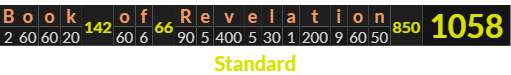 "Book of Revelation" = 1058 (Standard)