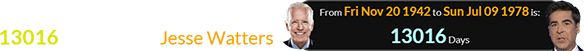 Joe Biden was born a span of 13016 days before Jesse Watters: