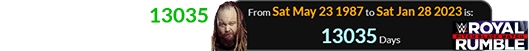 Bray was a span of 13035 days old for his last match: