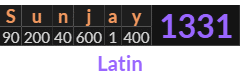 "Sunjay" = 1331 (Latin)