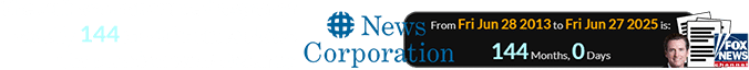 The suit was announced a span of exactly 144 months since News Corporation went defunct:
