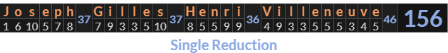 "Joseph Gilles Henri Villeneuve" = 156 (Single Reduction)