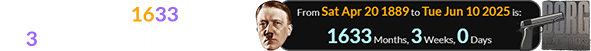 It’s been exactly 1633 months, 3 weeks since Hitler’s birth: