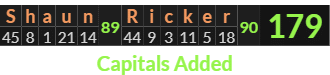 "Shaun Ricker" = 179 (Capitals Added)
