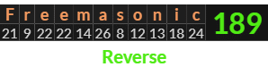 "Freemasonic" = 189 (Reverse)