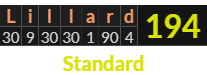 "Lillard" = 194 (Standard)