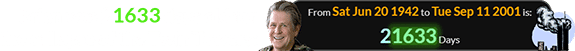 Brian was 21633 days old for the collapse of the Twin Towers: