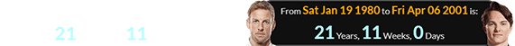 Button and Piastri were born exactly 21 years, 11 weeks apart: