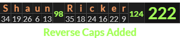 "Shaun Ricker" = 222 (Reverse Caps Added)