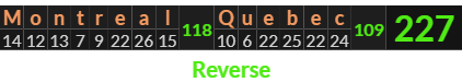 "Montreal Quebec" = 227 (Reverse)