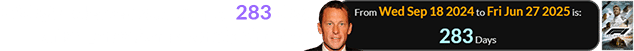 Friday’s release was a span of 283 days after Lance Armstrong’s birthday: