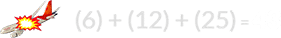 (6) + (12) + (25) = 43